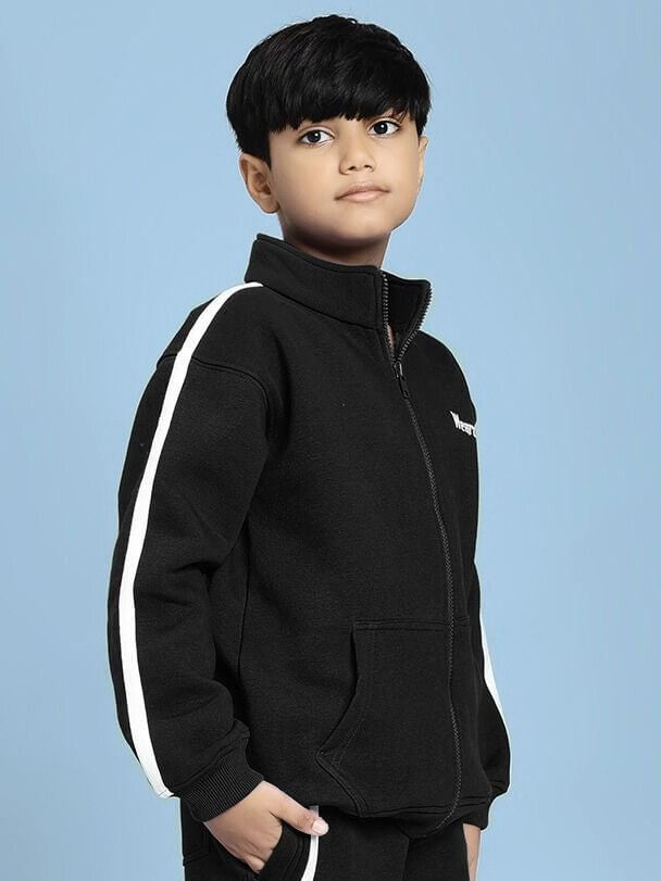 RAPID STRIDE FLEECE JACKET FOR BOYS AND GIRLS BLACK - KIDS JACKET