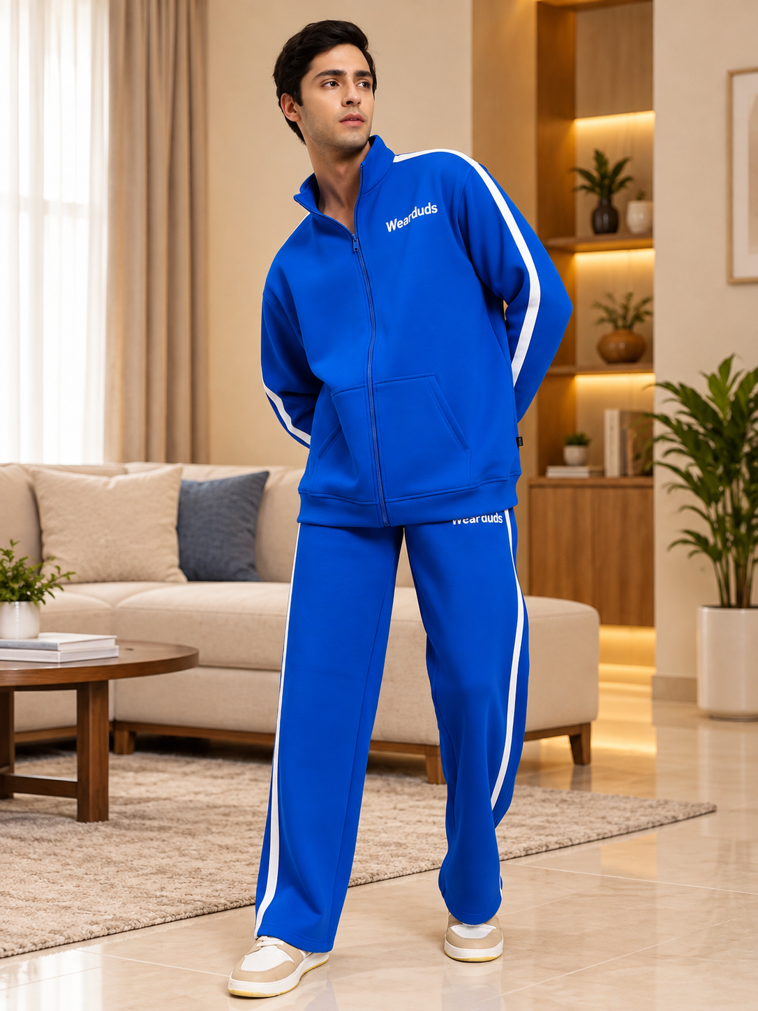 RAPID STRIDE ROYAL BLUE COTTON FLEECE CO-ORD SET