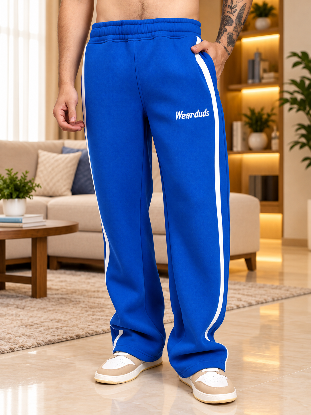 RAPID STRIDE ROYAL BLUE COTTON FLEECE CO-ORD SET