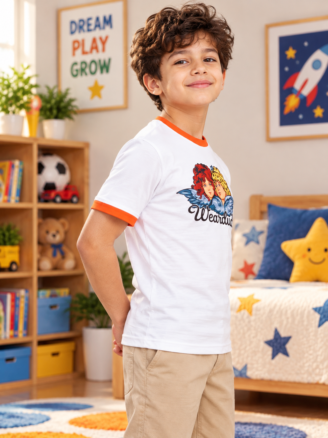 RINGER REGULAR FIT T-SHIRT FOR BOYS GIRLS WHITE