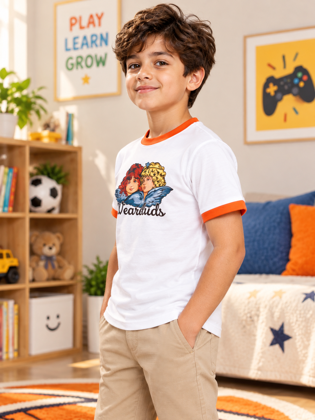 RINGER REGULAR FIT T-SHIRT FOR BOYS GIRLS WHITE