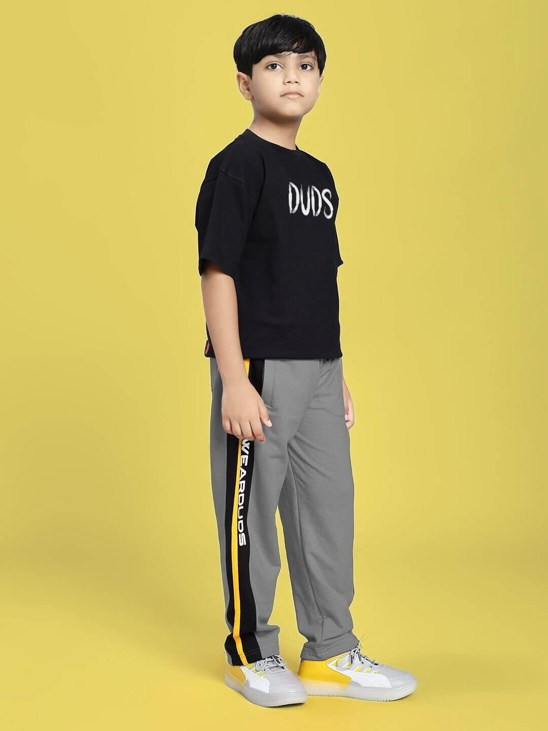 ROGER RELAXED FIT JOGGER FOR BOYS AND GIRLS GREY BLACK - KIDS JOGGER