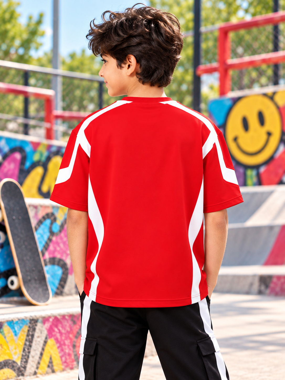 RUGBY OVER-SIZED T-SHIRT KIDS RED WHITE