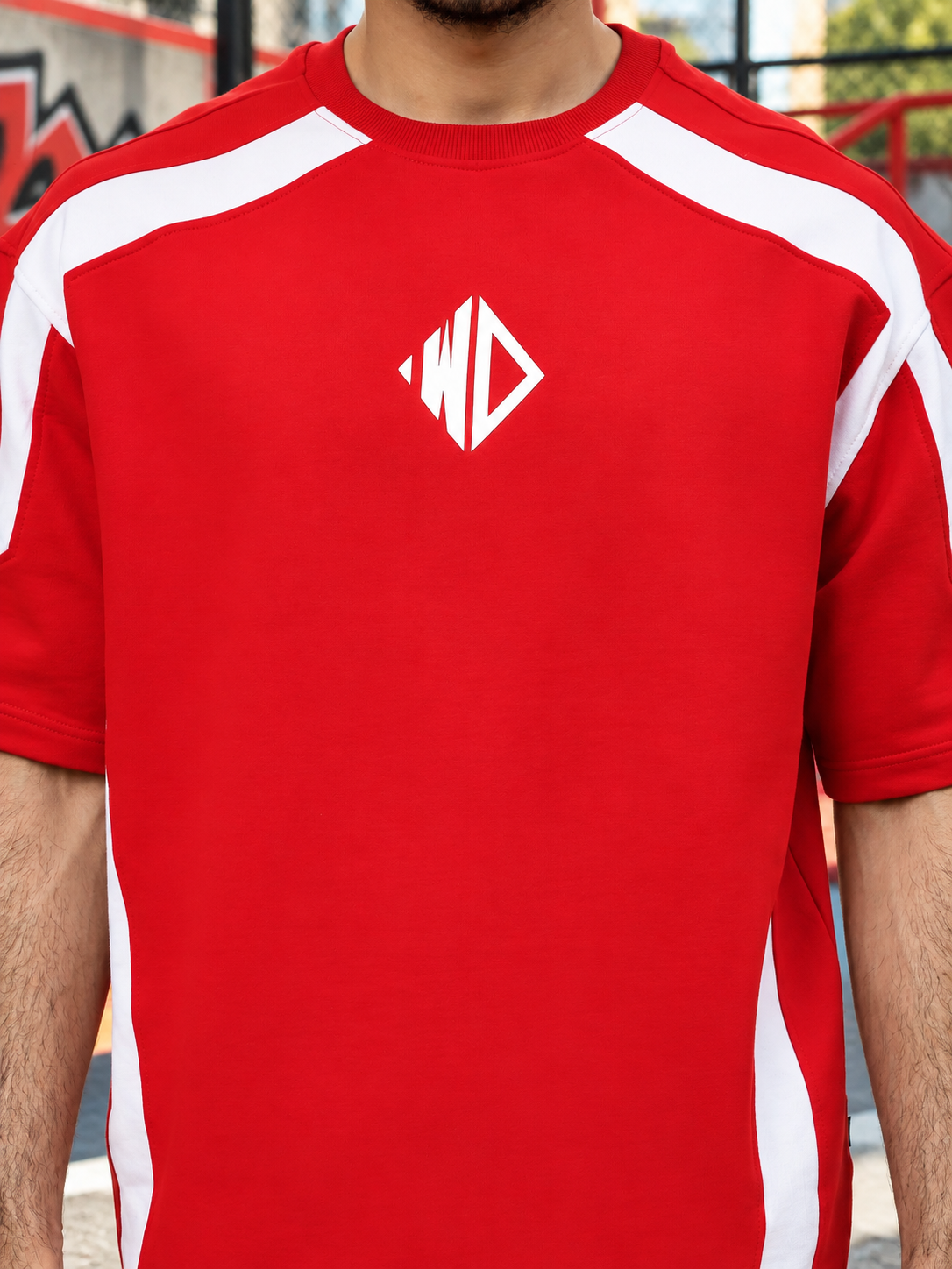 RUGBY OVER-SIZED T-SHIRT RED WHITE