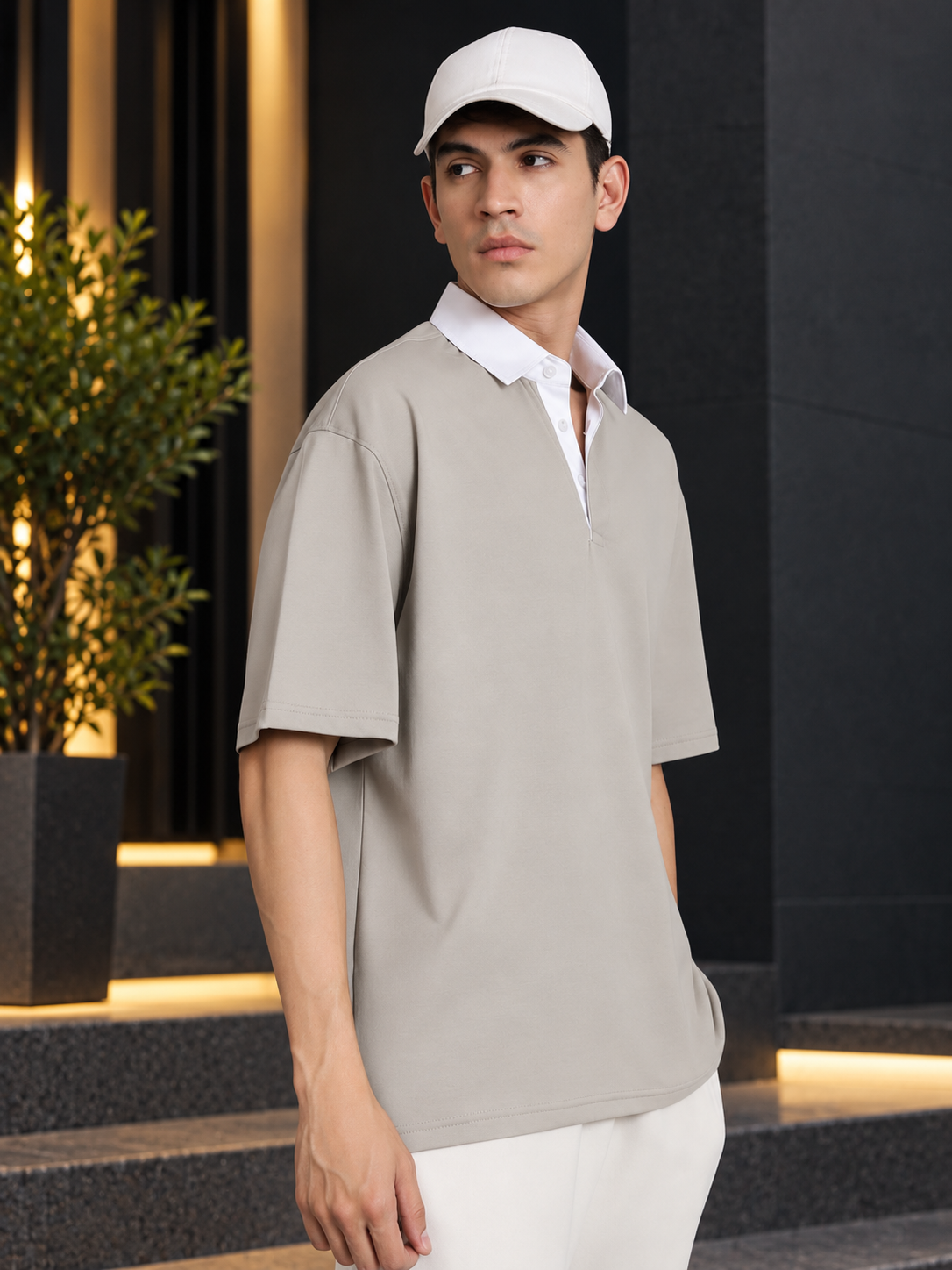 SAGOL POLO OVERSIZED T-SHIRT GRAINED GREY - Wearduds, view 2