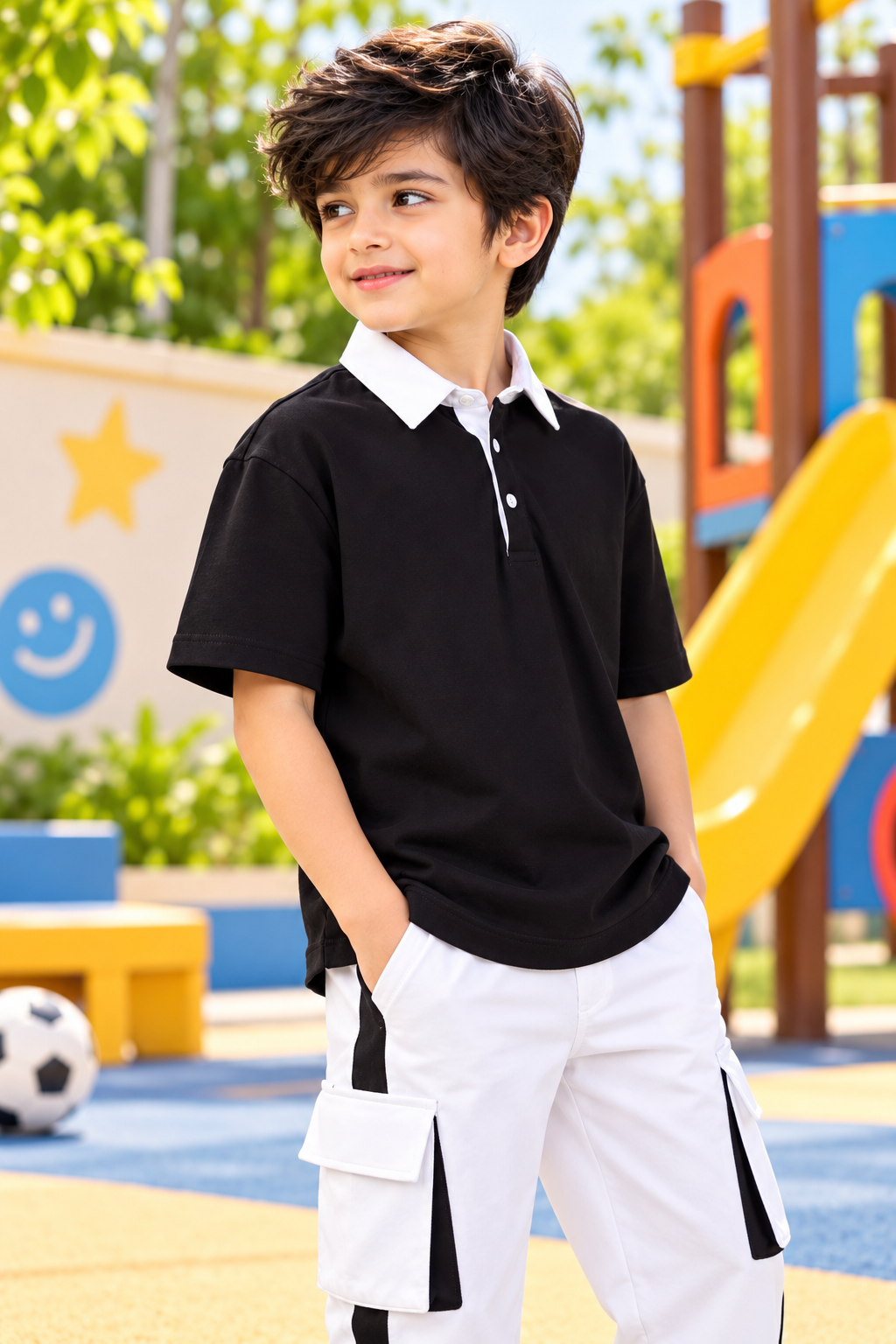 SAGOL POLO OVERSIZED T-SHIRT KIDS BLACK