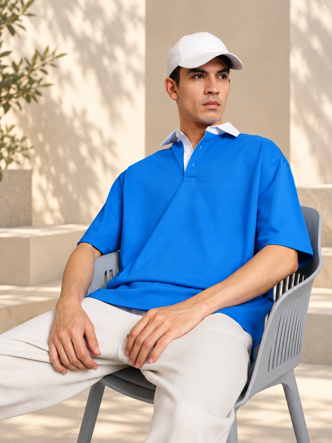 SAGOL POLO OVERSIZED T-SHIRT ROYAL BLUE - Wearduds, view 2
