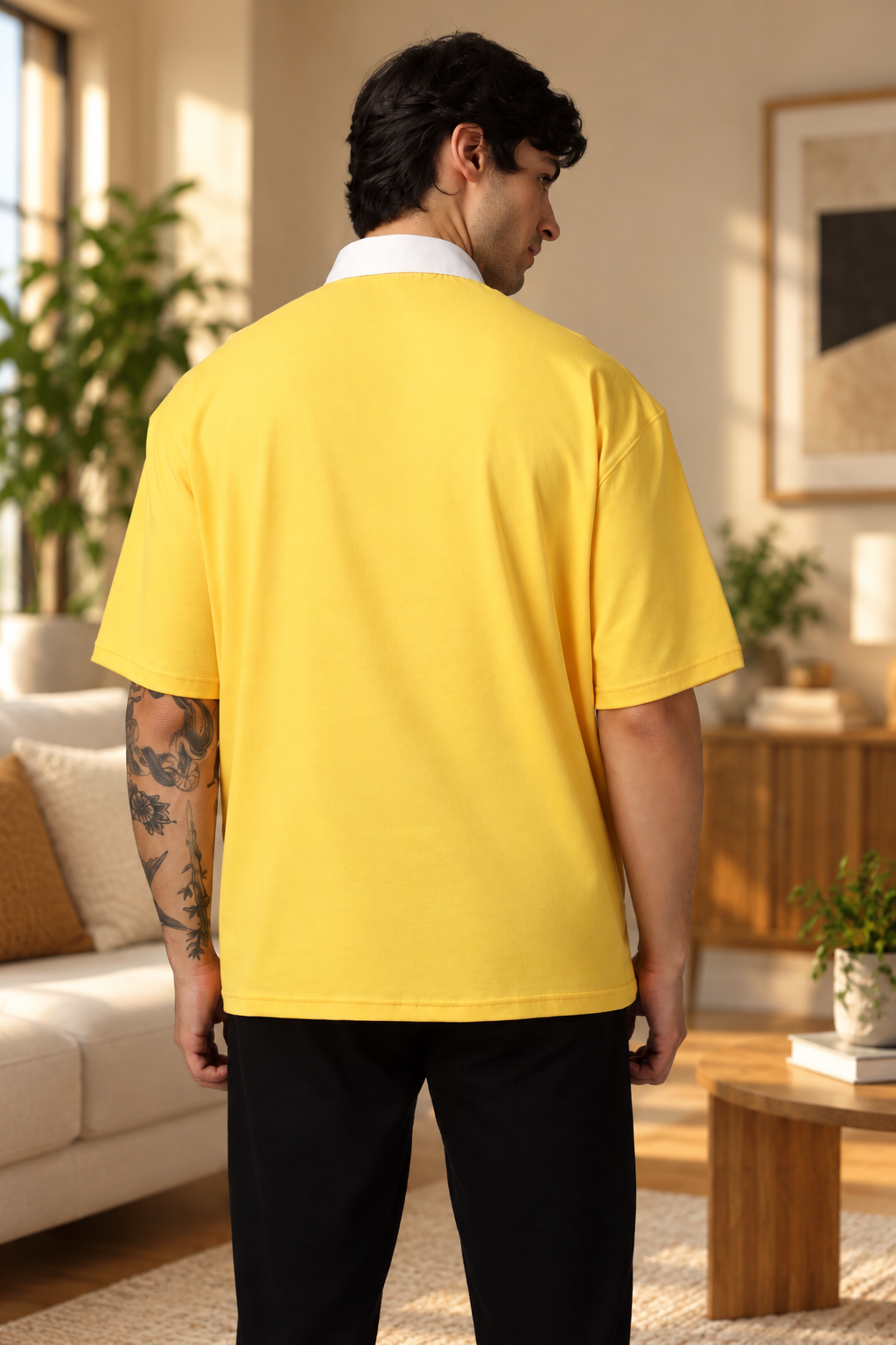 SAGOL POLO OVERSIZED T-SHIRT YELLOW - Wearduds, view 2