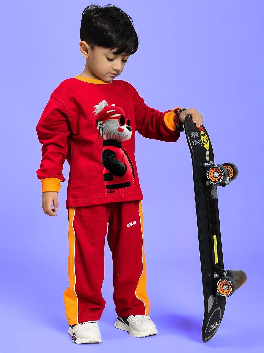 SANFORD STRIPE JOGGER FOR BOYS AND GIRLS RED ORANGE - KIDS JOGGER