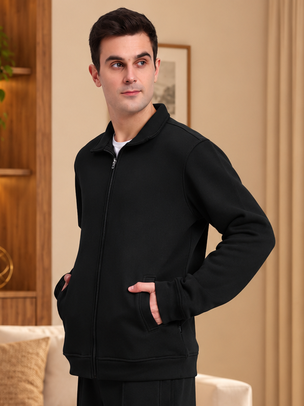 SHAGGY COTTON FLEECE JACKET BLACK - Wearduds, view 2