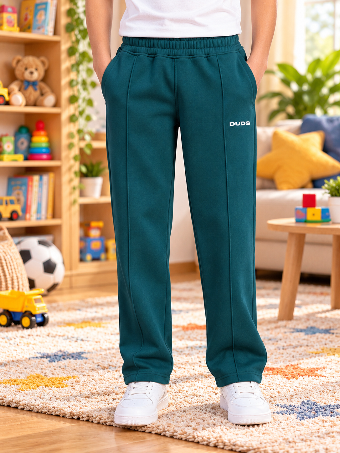 SHAGGY FLEECE JOGGER FOR BOYS & GIRLS TEAL GREEN - Wearduds, view 1