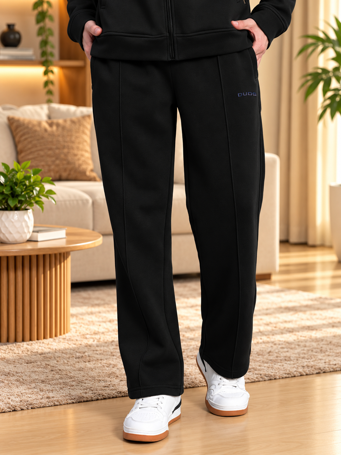 SHAGGY ZIPPER FLEECE CO-ORD SET BLACK - Wearduds, view 6