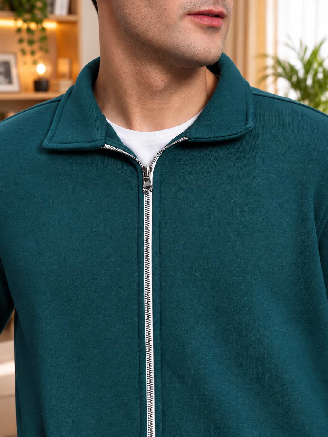 SHAGGY ZIPPER FLEECE CO-ORD SET TEAL GREEN - Wearduds, view 7