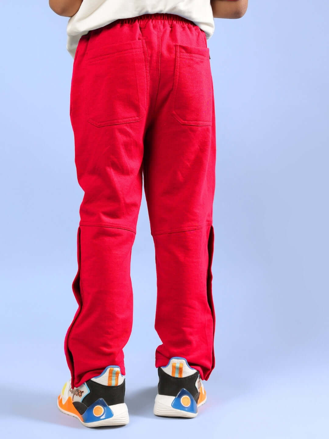 Back view of SHARK FISH PRINTED CO-ORD FOR BOYS & GIRLS OFF WHITE-RED.