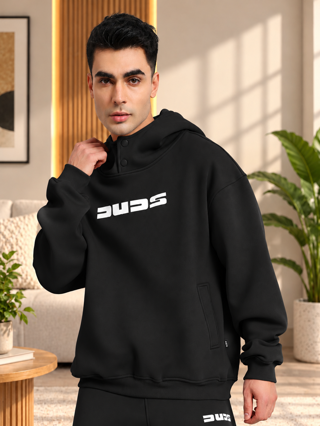 SHOOTER COTTON FLEECE HOODIE BLACK - Wearduds, view 2