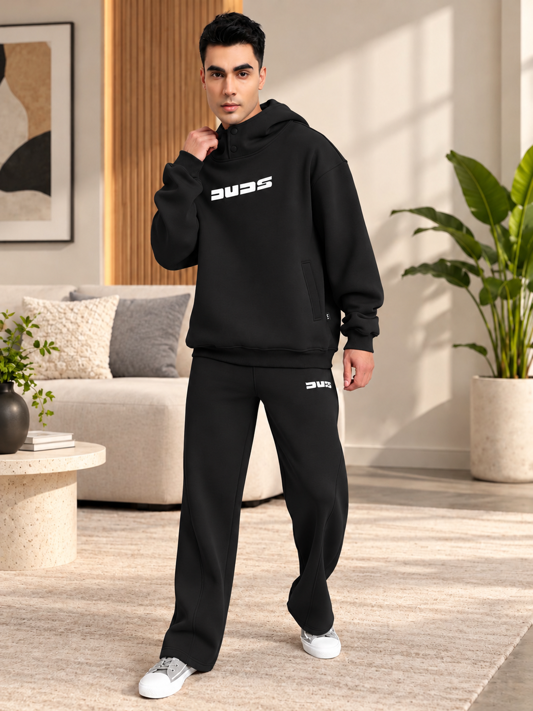 SHOOTER COTTON FLEECE HOODIE BLACK - Wearduds, view 5
