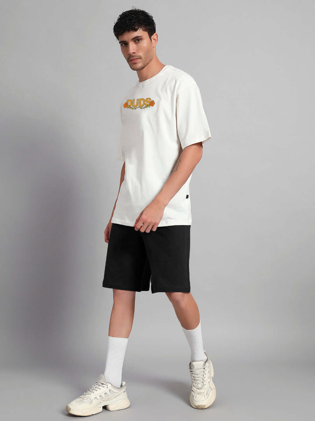 SITTING LION CO-ORD SET OFF WHITE BLACK for kids, premium cotton-blend, stylish and comfortable, ideal for various occasions.