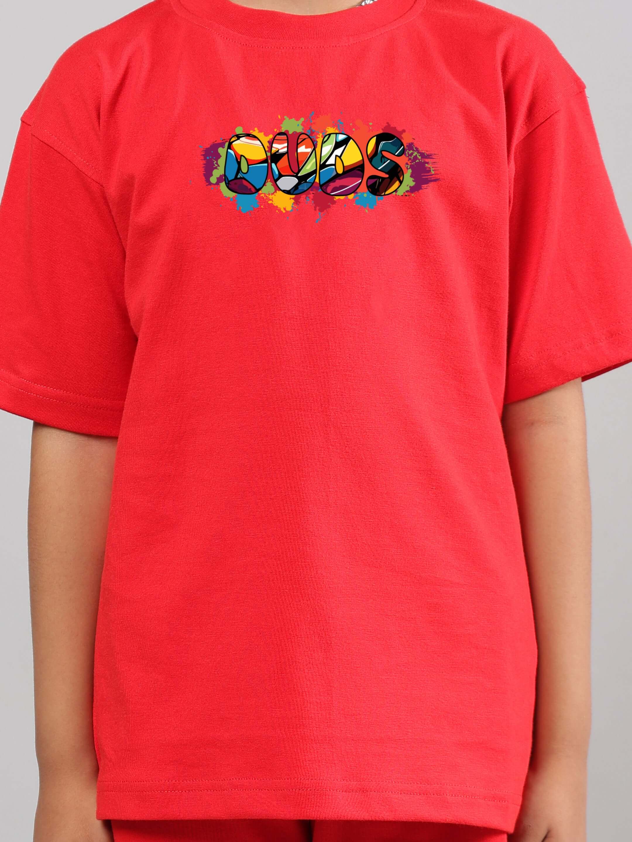 Red snake skin t-shirt for boys and girls by DUDS, featuring bold graphic design and custom fit option, made to order.