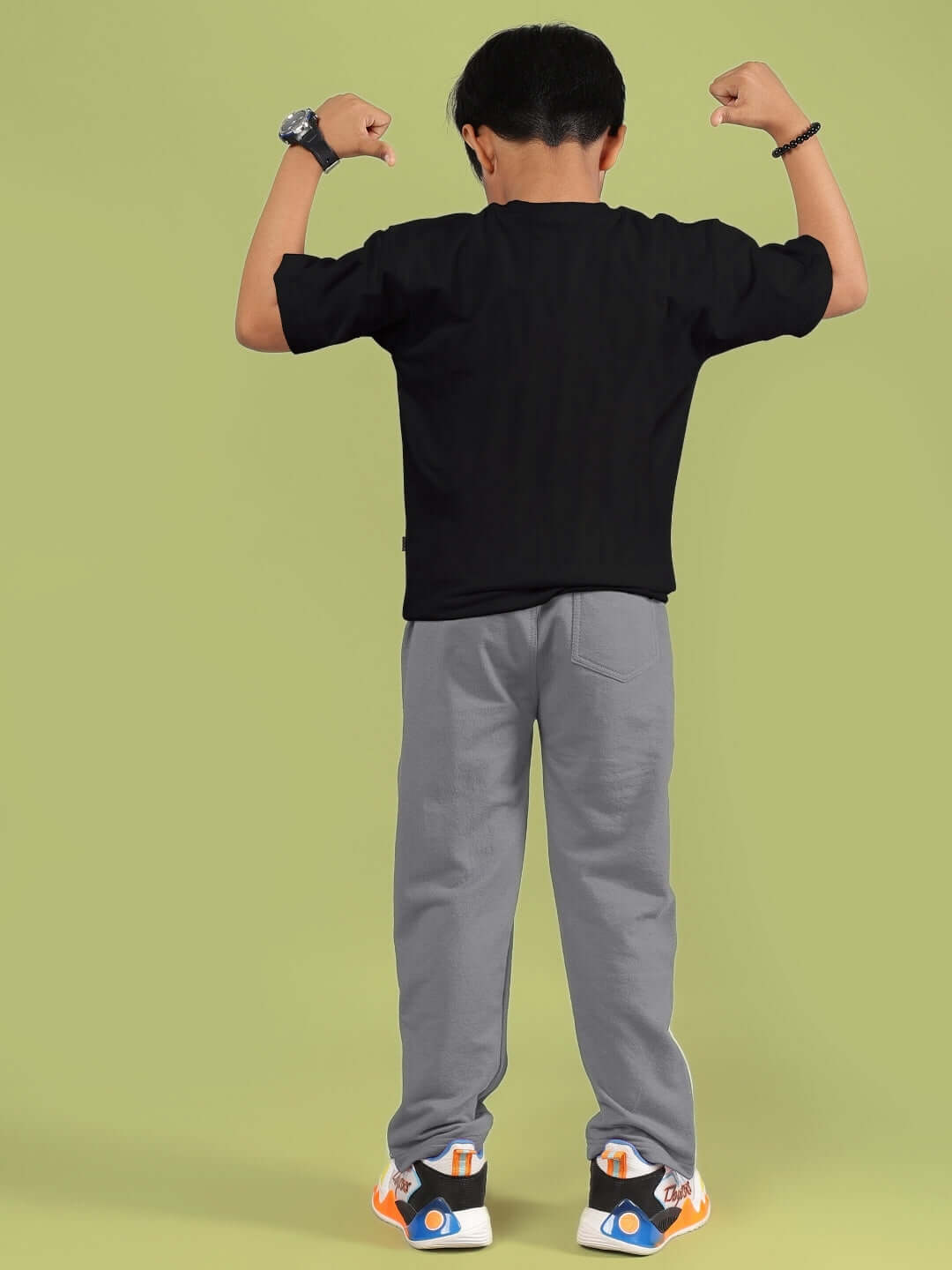 SNOOPY RIMIX CO-ORD FOR BOYS & GIRLS BLACK GREY featuring a child in black and grey outfit showcasing stylish design.