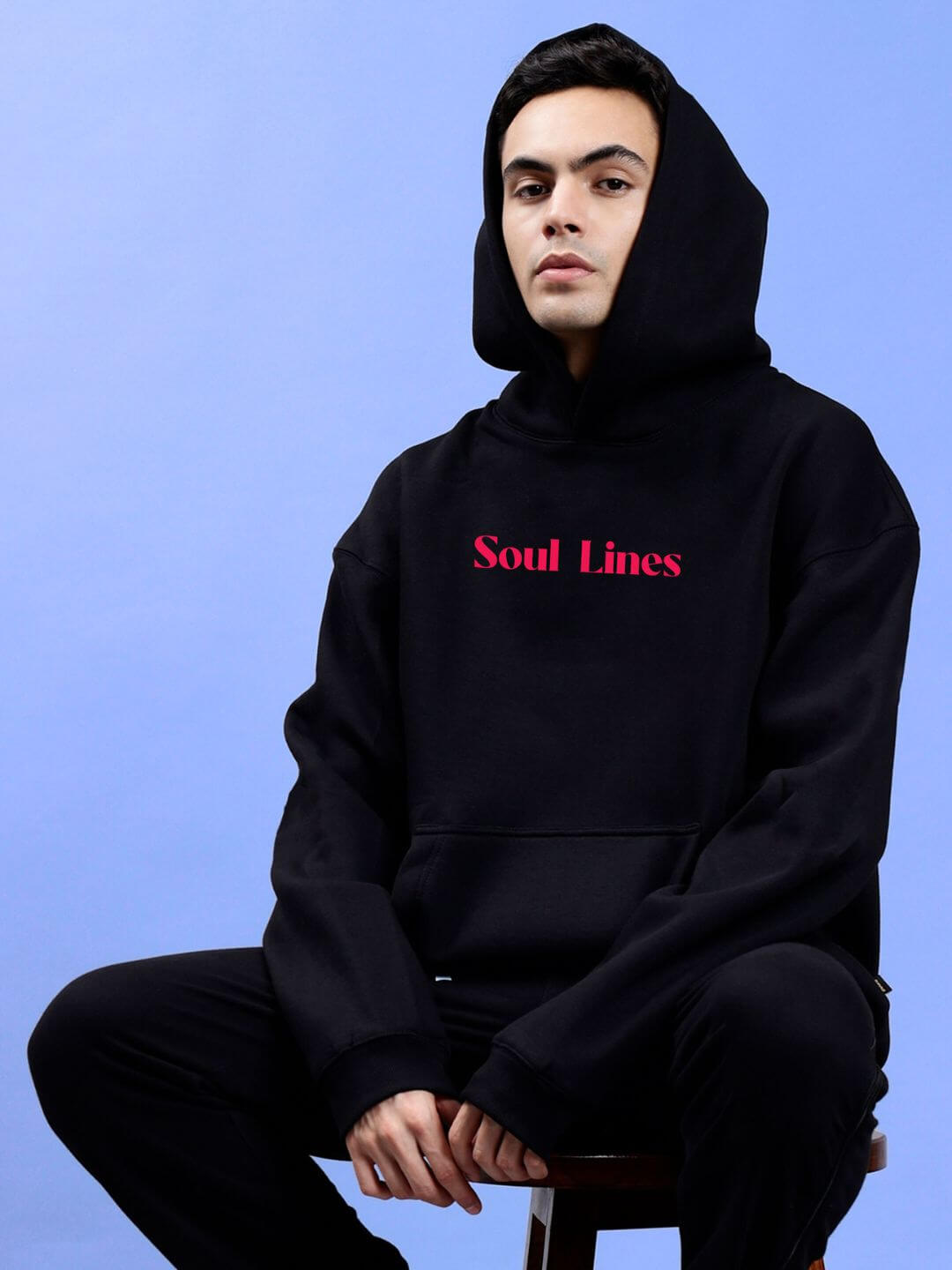 SOULS LOVE LINE ART OVERSIZE HOODIE BLACK - Hoodie