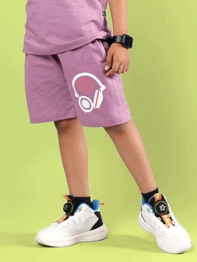 Child wearing STOIC SHORTS FOR BOYS & GIRLS PULM PURPLE