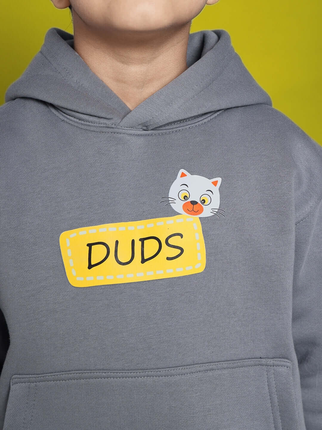 TABBY FLEECE CO-ORD FOR BOYS GIRLS GREY featuring cat design on grey sweatshirt