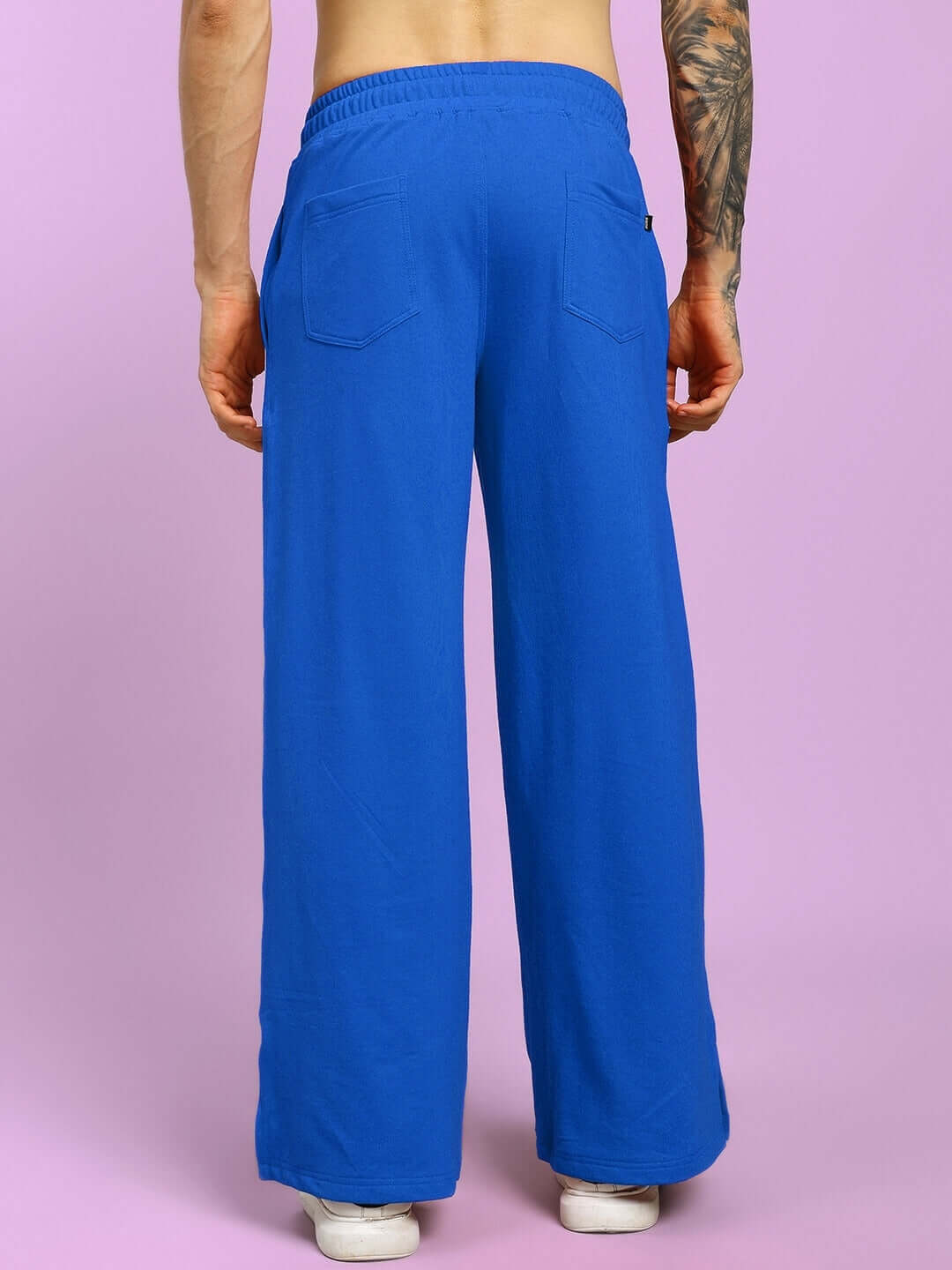 Back view of UNITED STRIPE CO-ORD SET BLUE MEN blue pants for streetwear fashion.