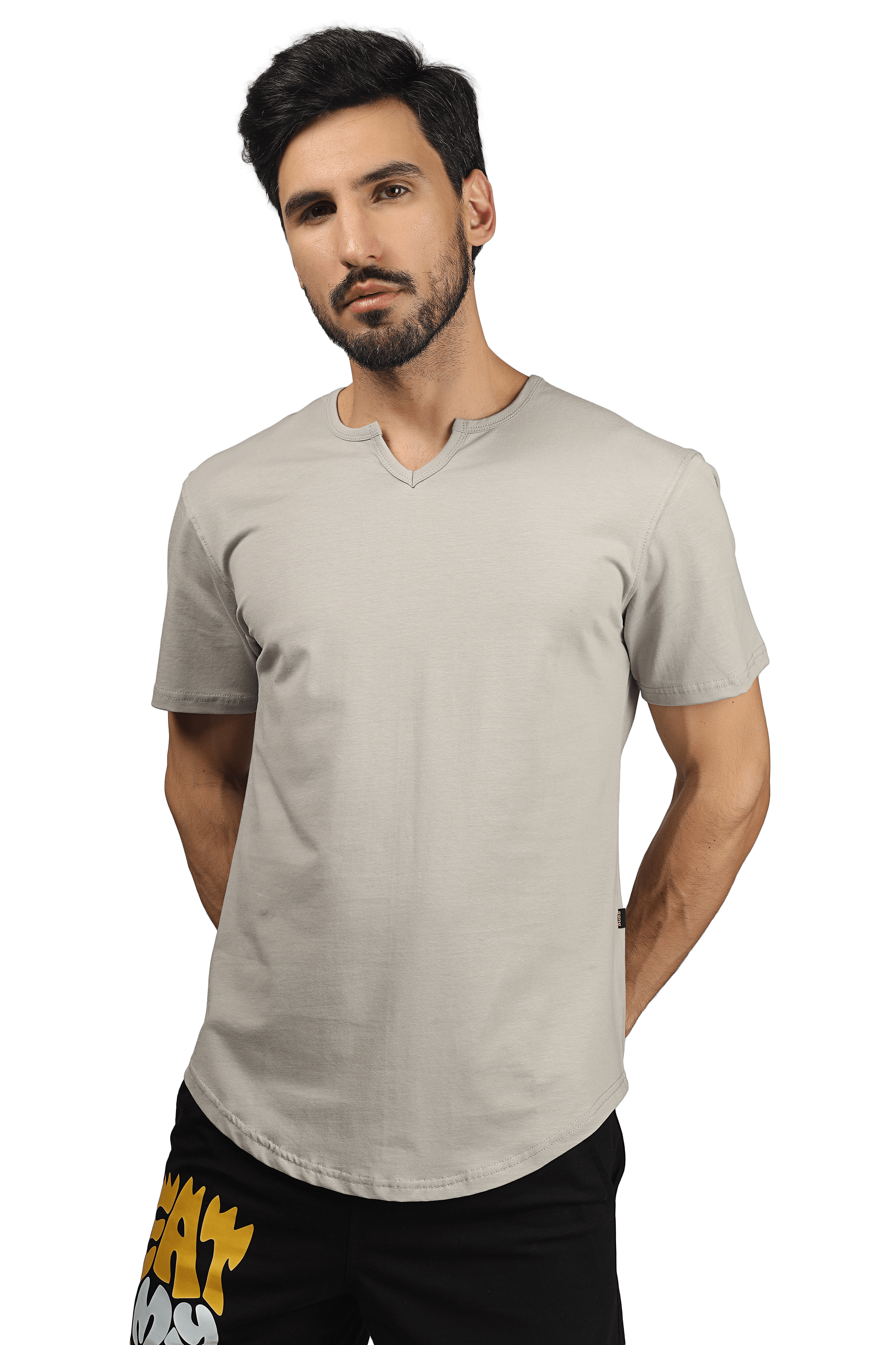 VIKING Regular Fit Grey T-Shirt in premium cotton fabric, styled on a model. Ideal casual wear with a modern fit, made in India.