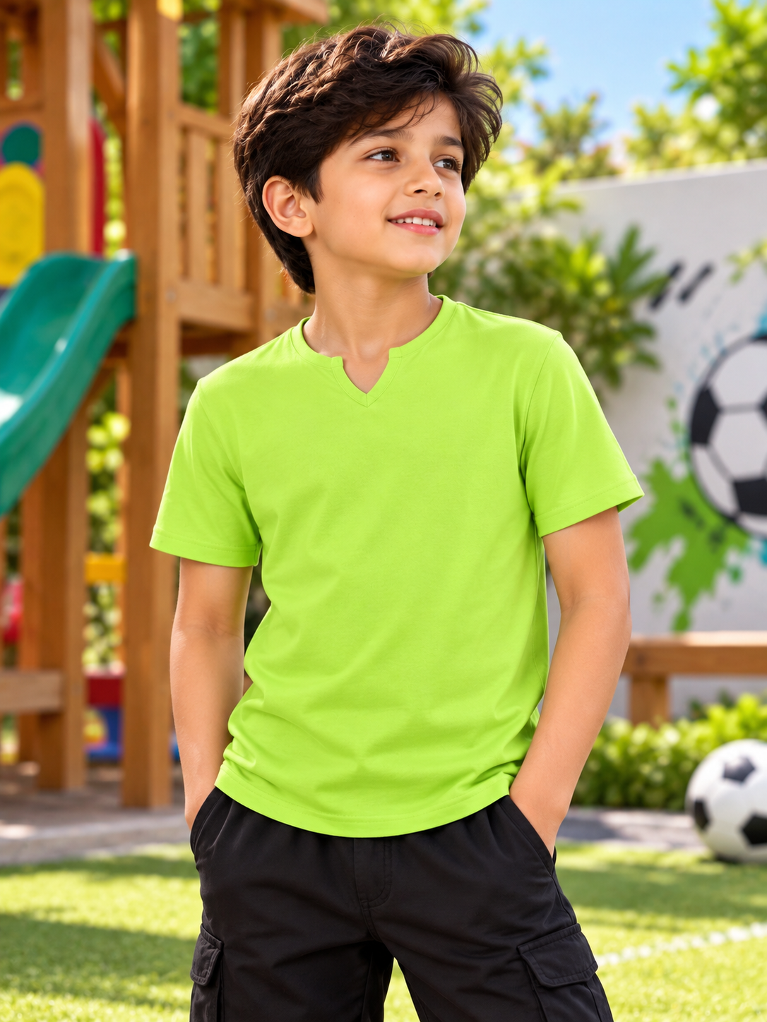 VIKING REGULAR T-SHIRT FOR BOYS GIRLS  NEON GREEN