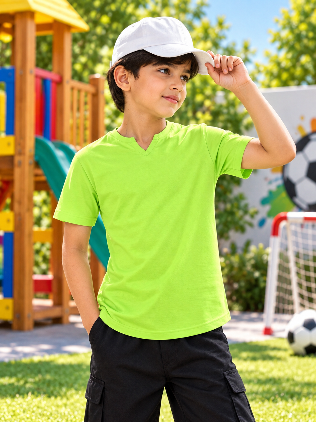 VIKING REGULAR T-SHIRT FOR BOYS GIRLS  NEON GREEN
