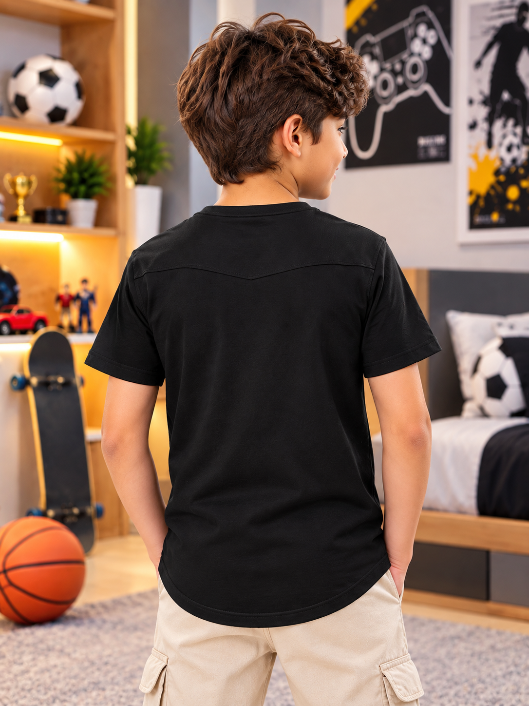 VIKING REGULAR T-SHIRT FOR BOYS GIRLS BLACK