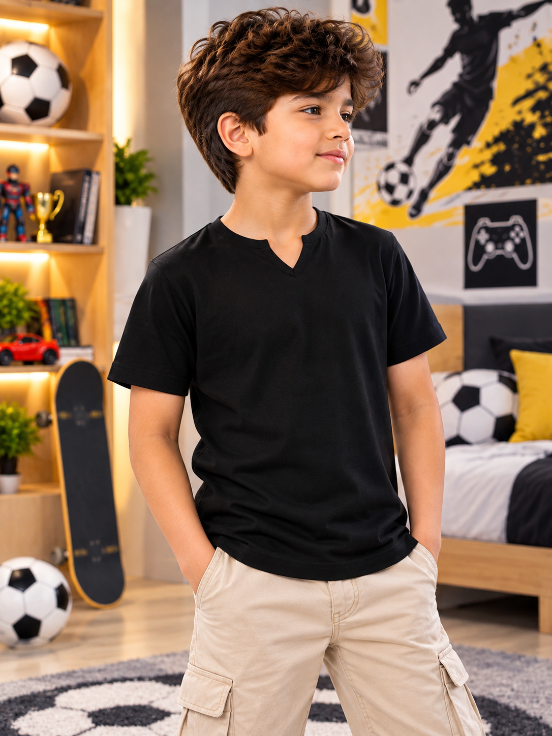 VIKING REGULAR T-SHIRT FOR BOYS GIRLS BLACK