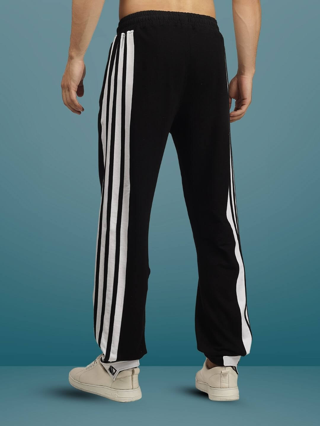 WD Canon Jogger in black and white with stripes, designed by DUDS, showcasing a casual fit and style for customizable comfort.