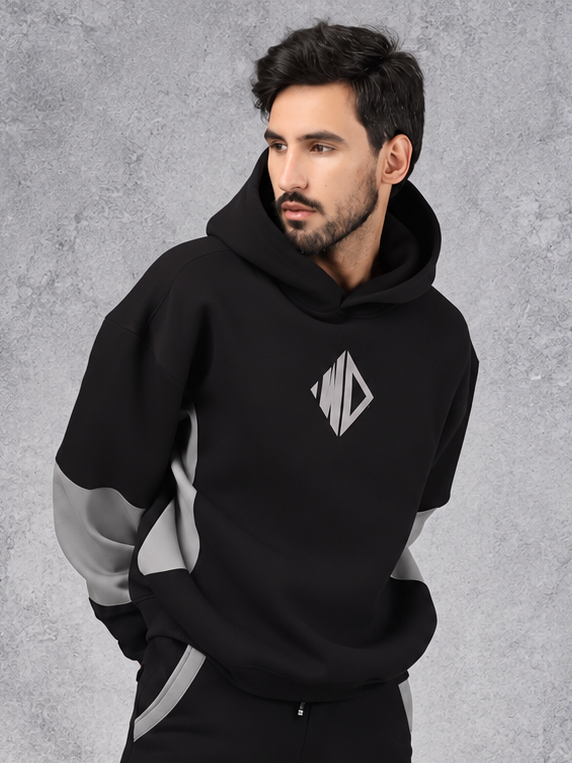 WD GORBCORE COLORBLOCK HOODIE BLACK-GREY - Wearduds, view 2