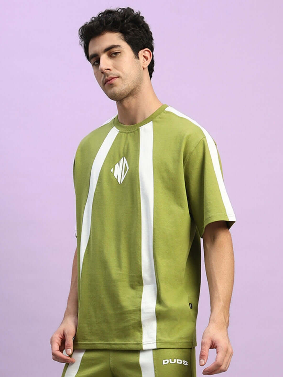 WIDELINE OVER-SIZED T-SHIRT OLIVE GREEN made from premium heavy gauge fabric with cotton French terry and elastane blend.