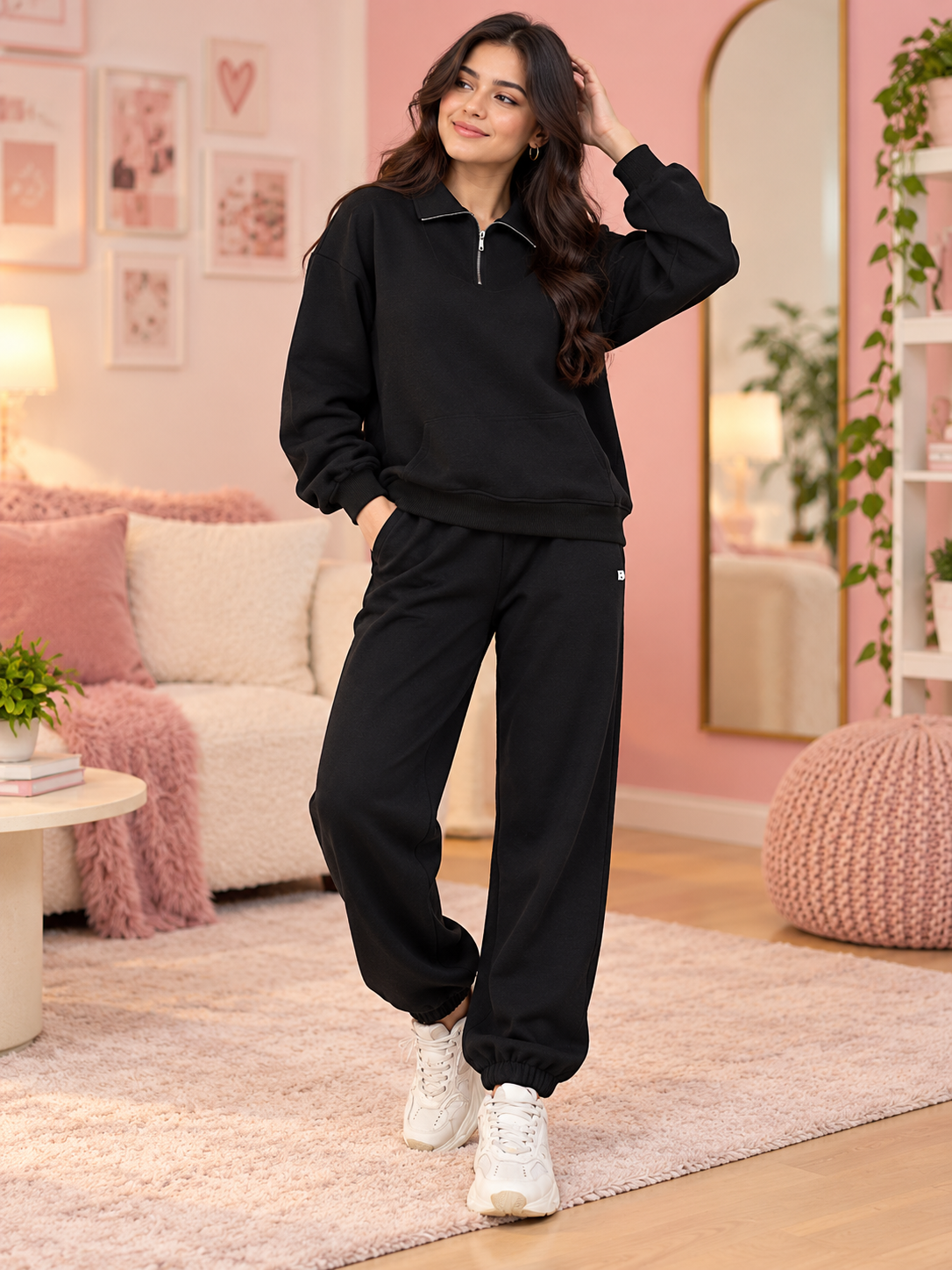 WOMEN BONA-FIDE FLEECE CO-ORD BLACK - Wearduds, view 2
