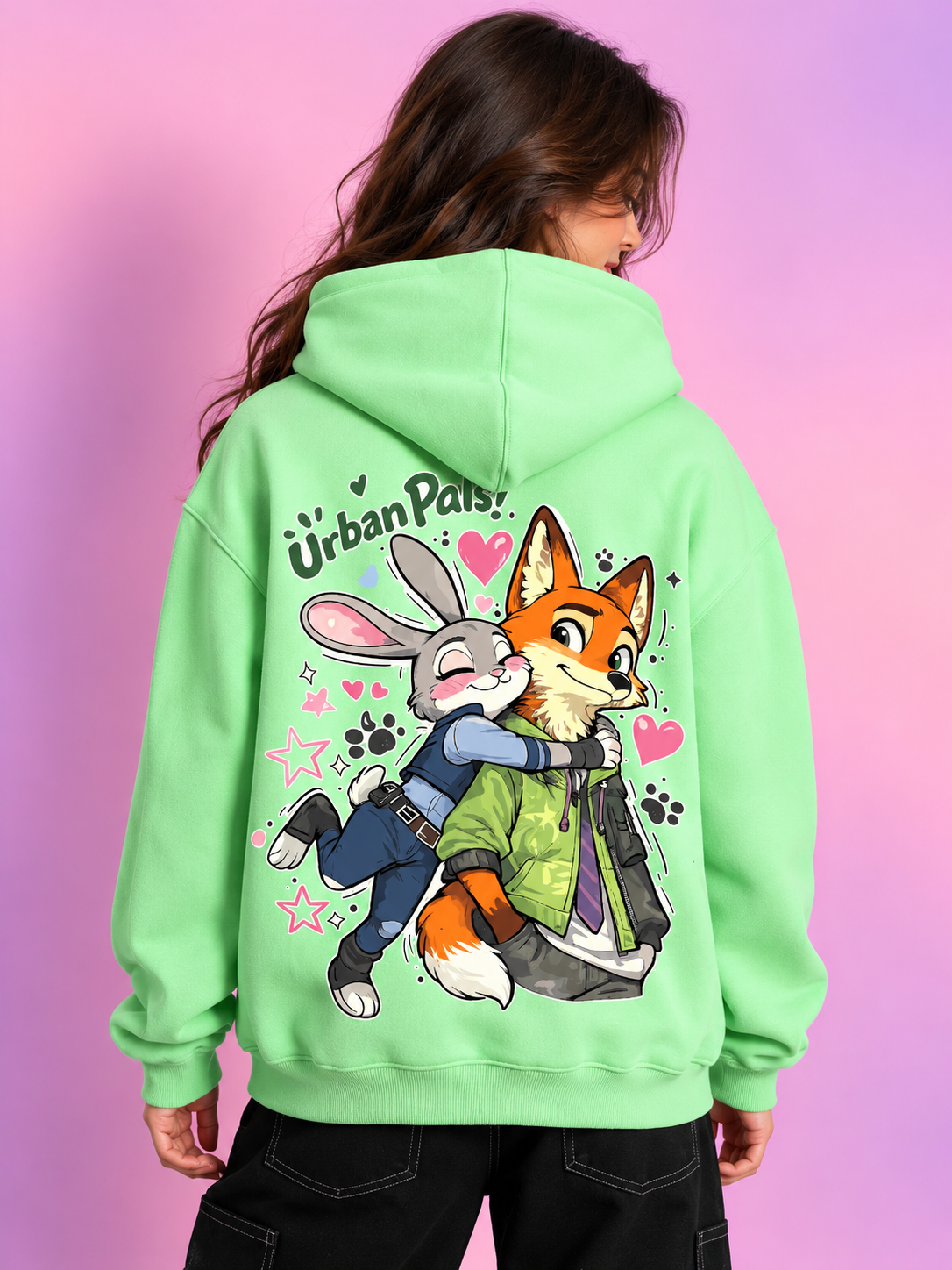 WOMEN JUDY NICK ZOOTOPIA FLEECE HOODIE GREEN