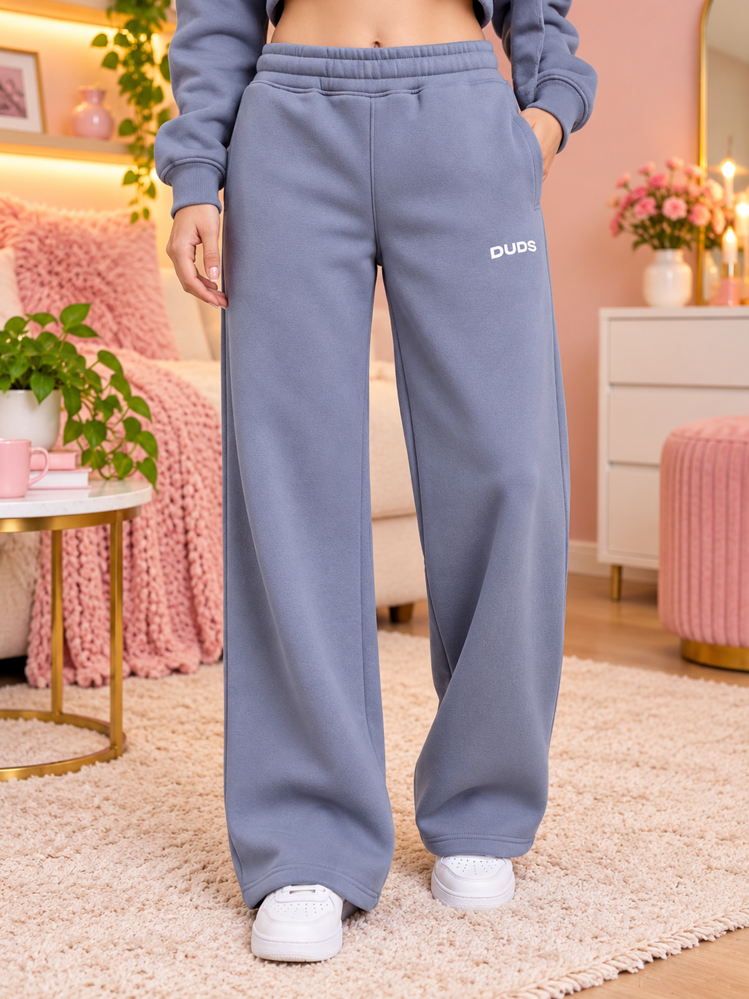 WOMEN MAKE IT HAPPEN COTTON FLEECE JOGGER GREY - Wearduds, view 1