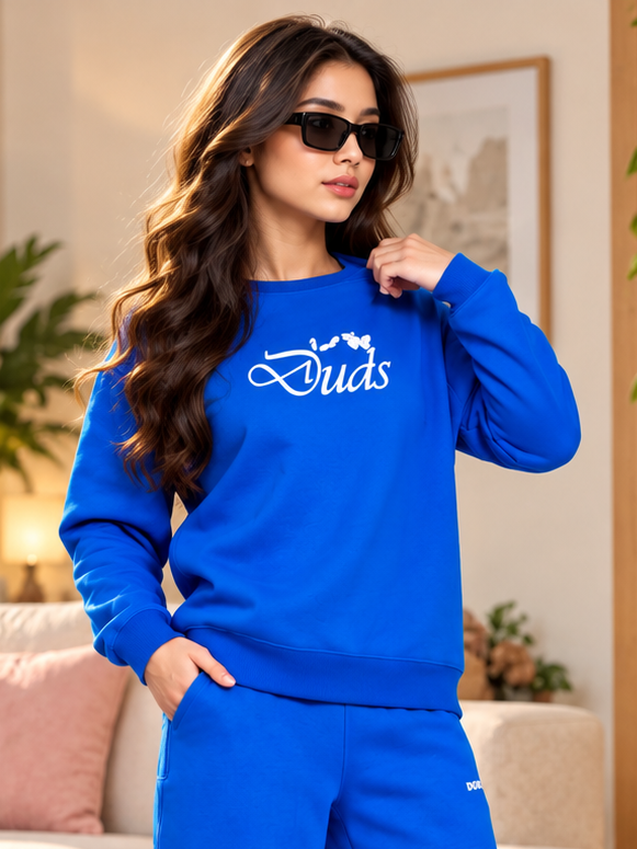 WOMEN NATURE LINK FLEECE SWEATSHIRT ROYAL BLUE
