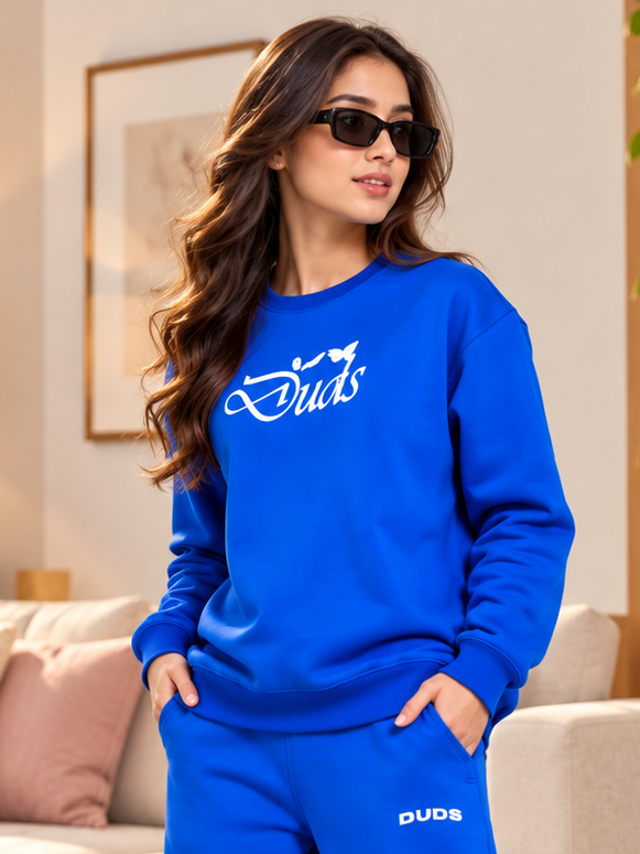 WOMEN NATURE LINK FLEECE SWEATSHIRT ROYAL BLUE