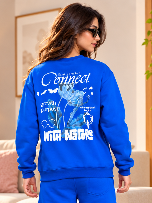 WOMEN NATURE LINK FLEECE SWEATSHIRT ROYAL BLUE