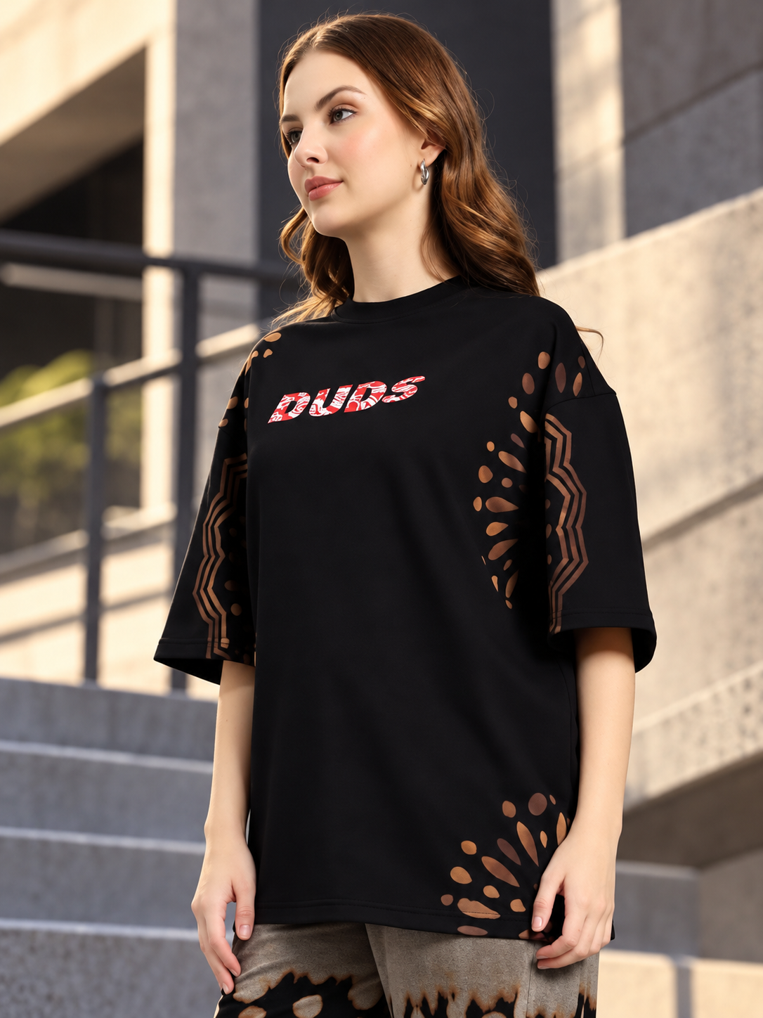 WOMEN SHADOW SWIRL TIE-DYE T-SHIRT BLACK - Wearduds, view 2