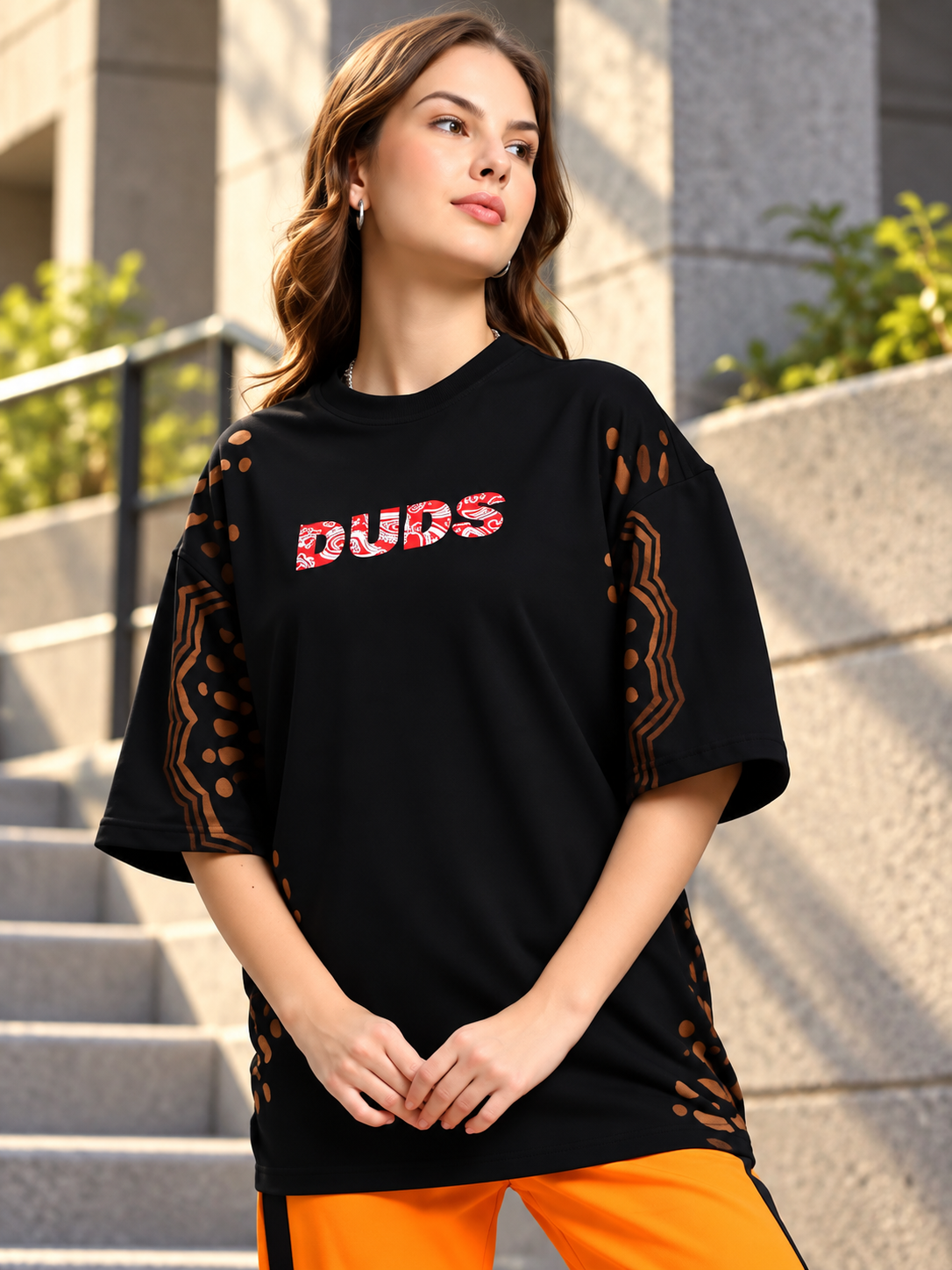 WOMEN SHADOW SWIRL TIE-DYE T-SHIRT BLACK - Wearduds, view 7