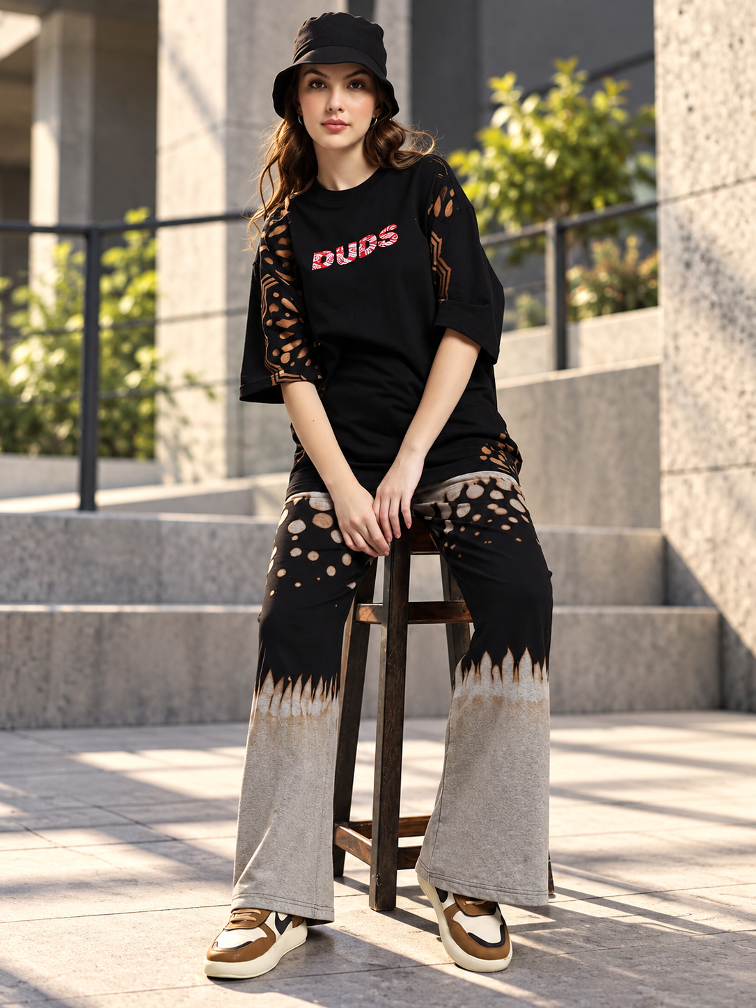 WOMEN SHADOW SWIRL TIE-DYE T-SHIRT BLACK - Wearduds, view 8