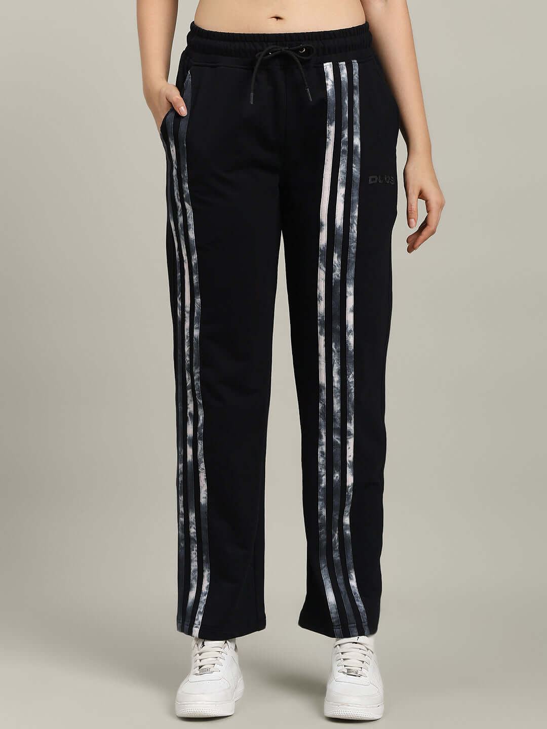 WOMEN'S FLICKER OVERSIZED CO-ORD SET BLACK featuring relaxed fit joggers with elasticated waistband and drawstring.