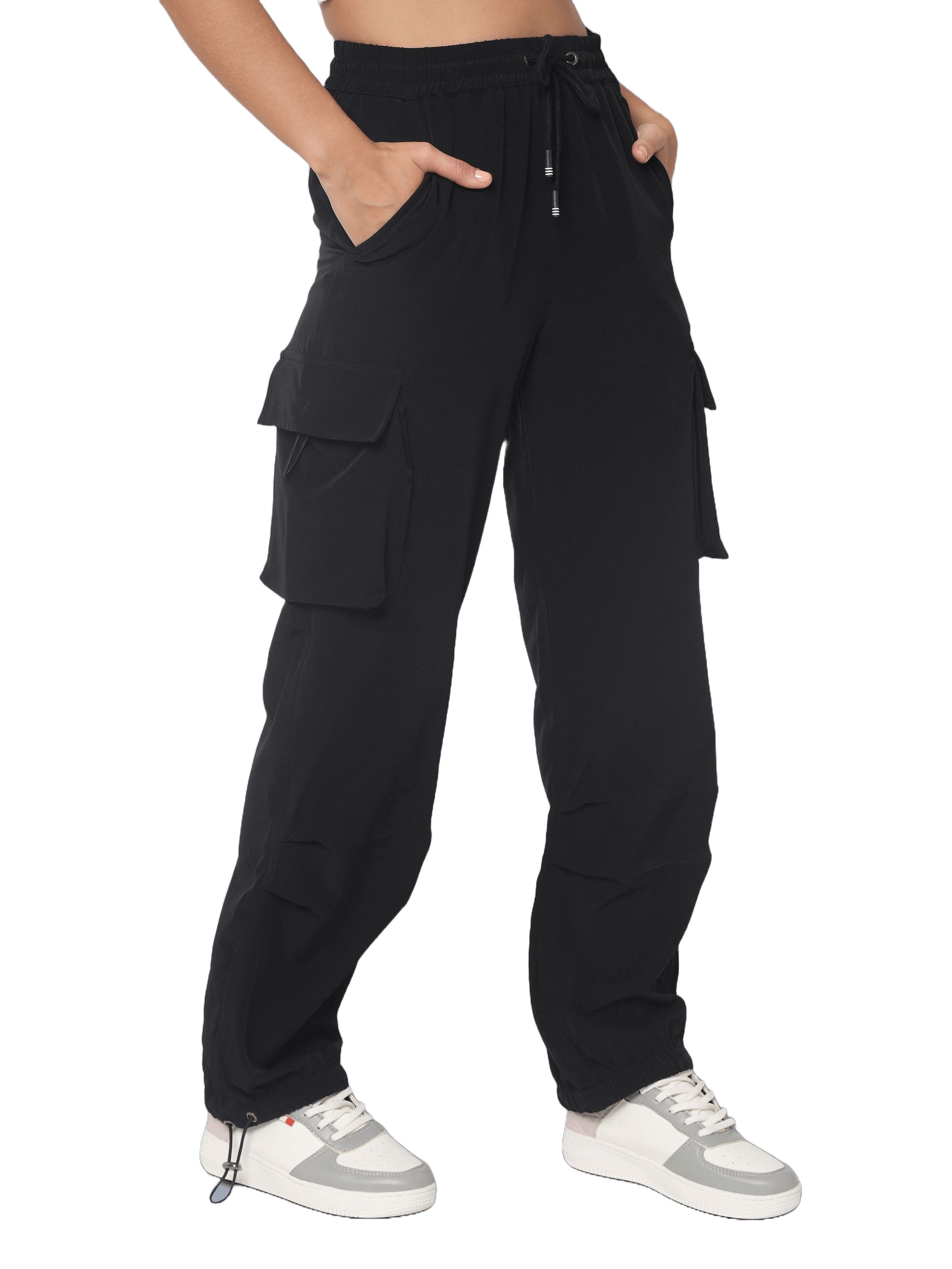 Street Wear Parachute Cargo Pants (Black) - Wearduds