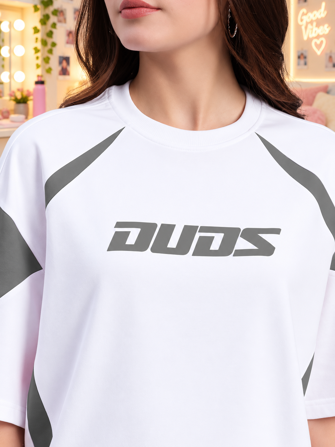 WOMEN'S CANDOR OVER-SIZED T-SHIRT WHITE GREY - Wearduds, view 5