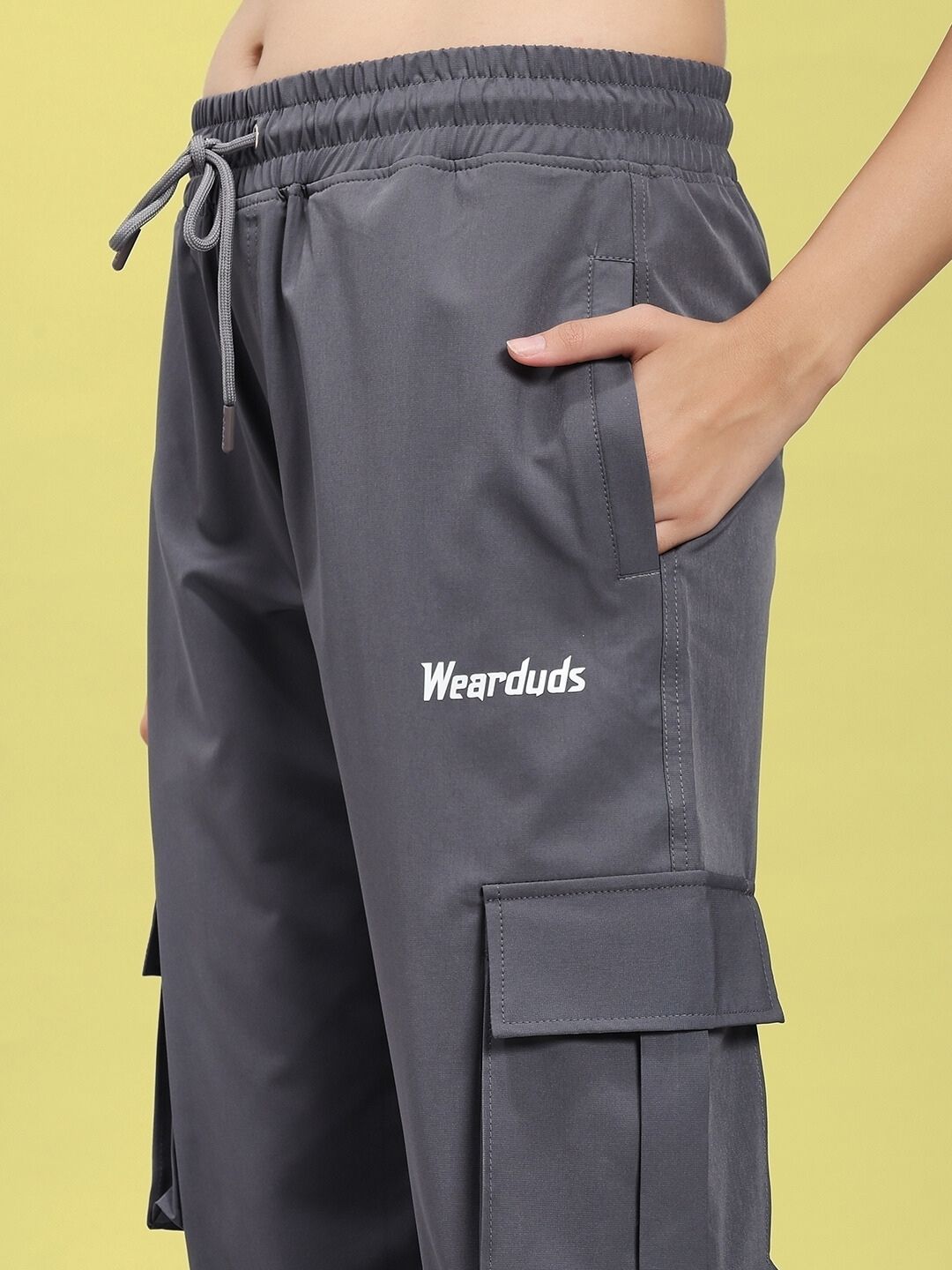 Woman wearing WOMEN'S JACK RELAXED FIT MULTI POCKET CARGO DARK GREY pants
