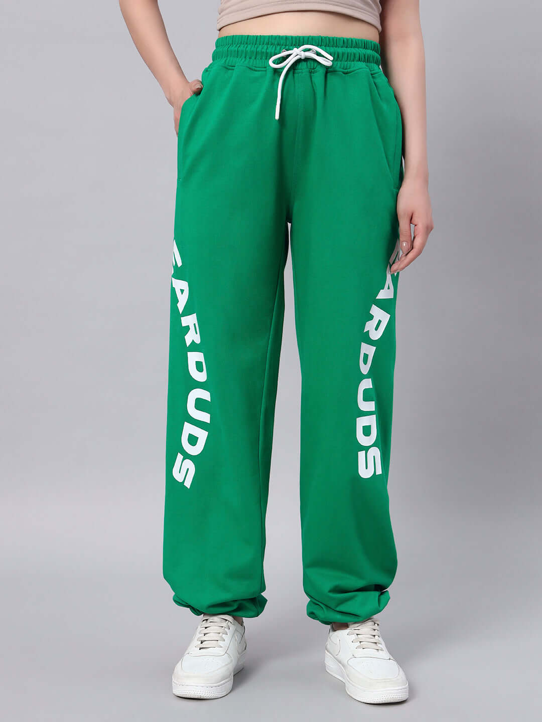 WOMEN'S ELLEN RELAXED FIT JOGGER GREEN with drawstring waist and comfortable fit, pants by DUDS.