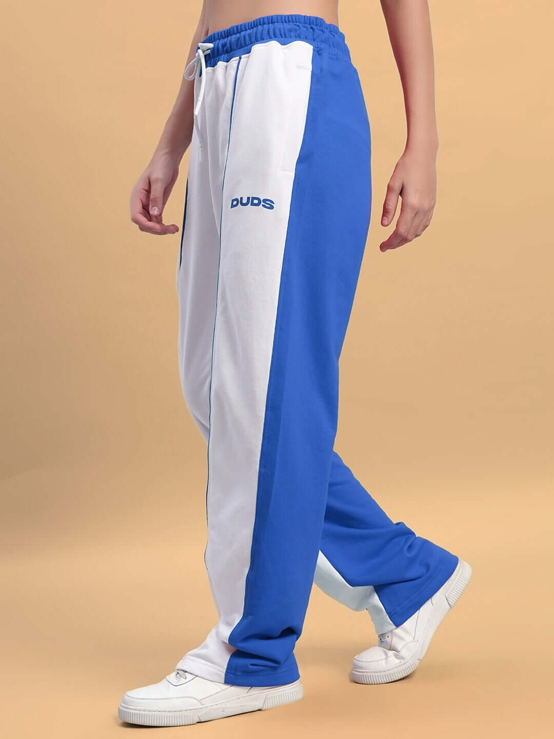 Women's Lagoon Relaxed Fit Joggers in White and Blue by DUDS, stylish and comfortable, perfect for casual settings. Made to order.